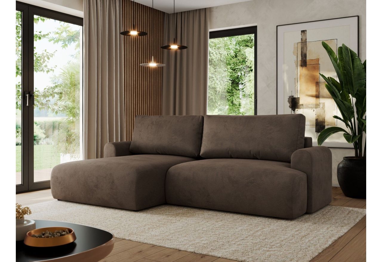 Narożnik TONO L - strona lewa - brązowy, welvet