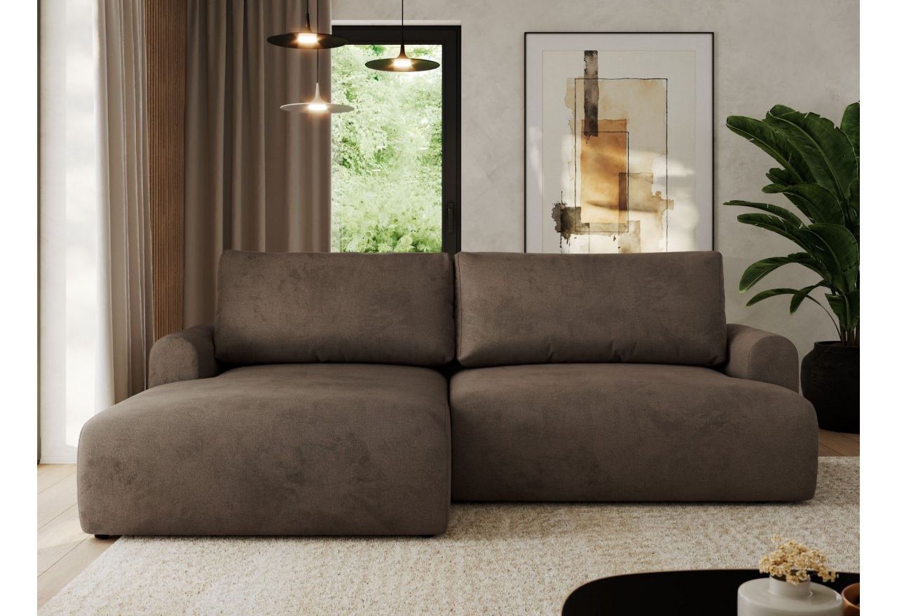 Narożnik TONO L - strona lewa - brązowy, welvet