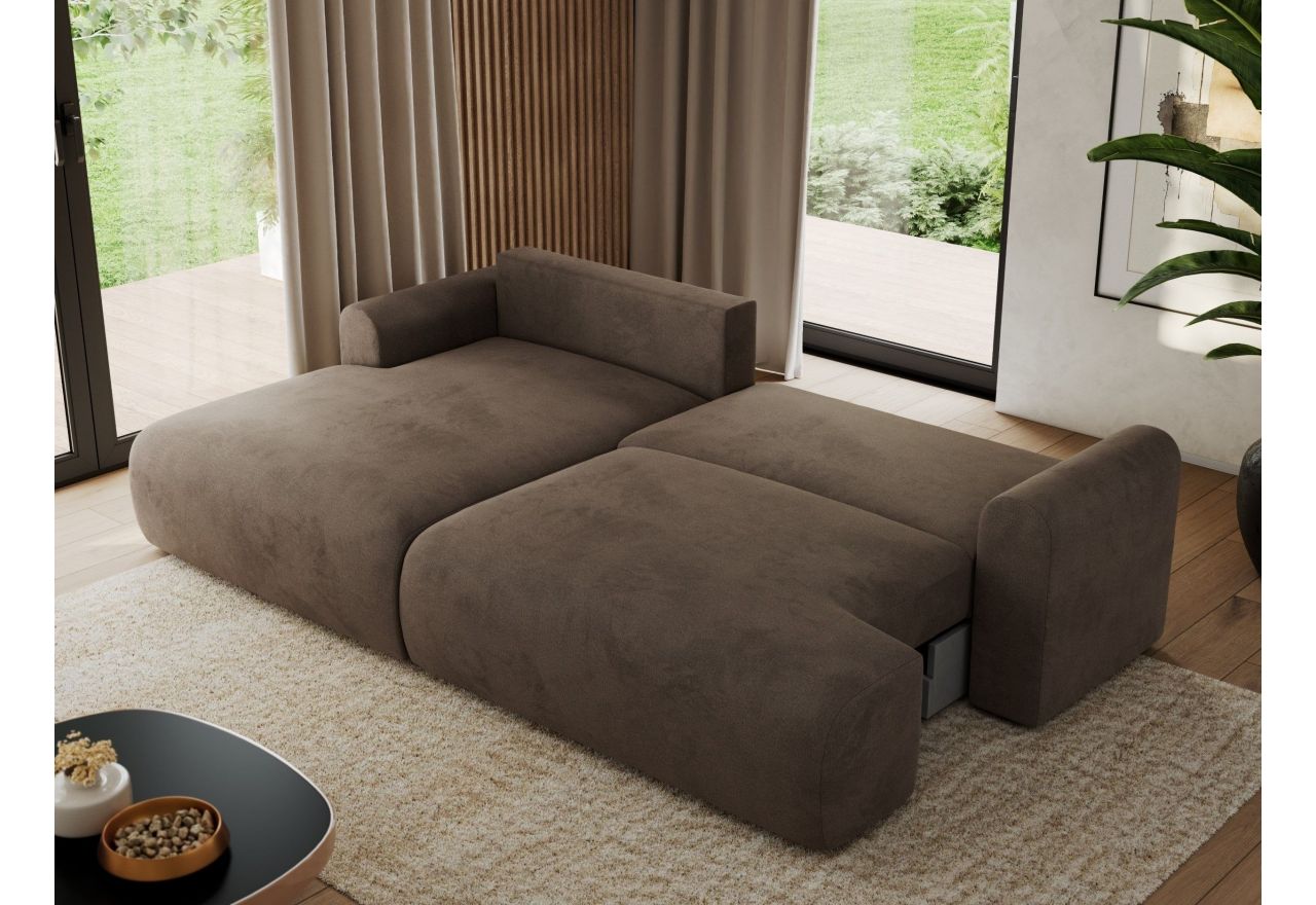 Narożnik TONO L - strona lewa - brązowy, welvet