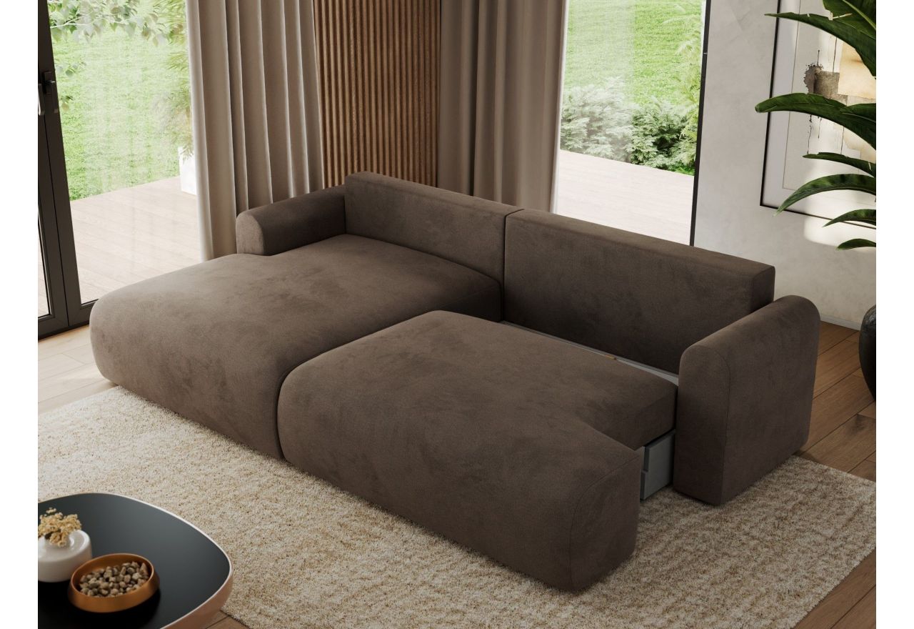 Narożnik TONO L - strona lewa - brązowy, welvet