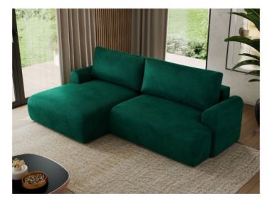 Narożnik TONO L - strona lewa - ciemnozielony, welvet