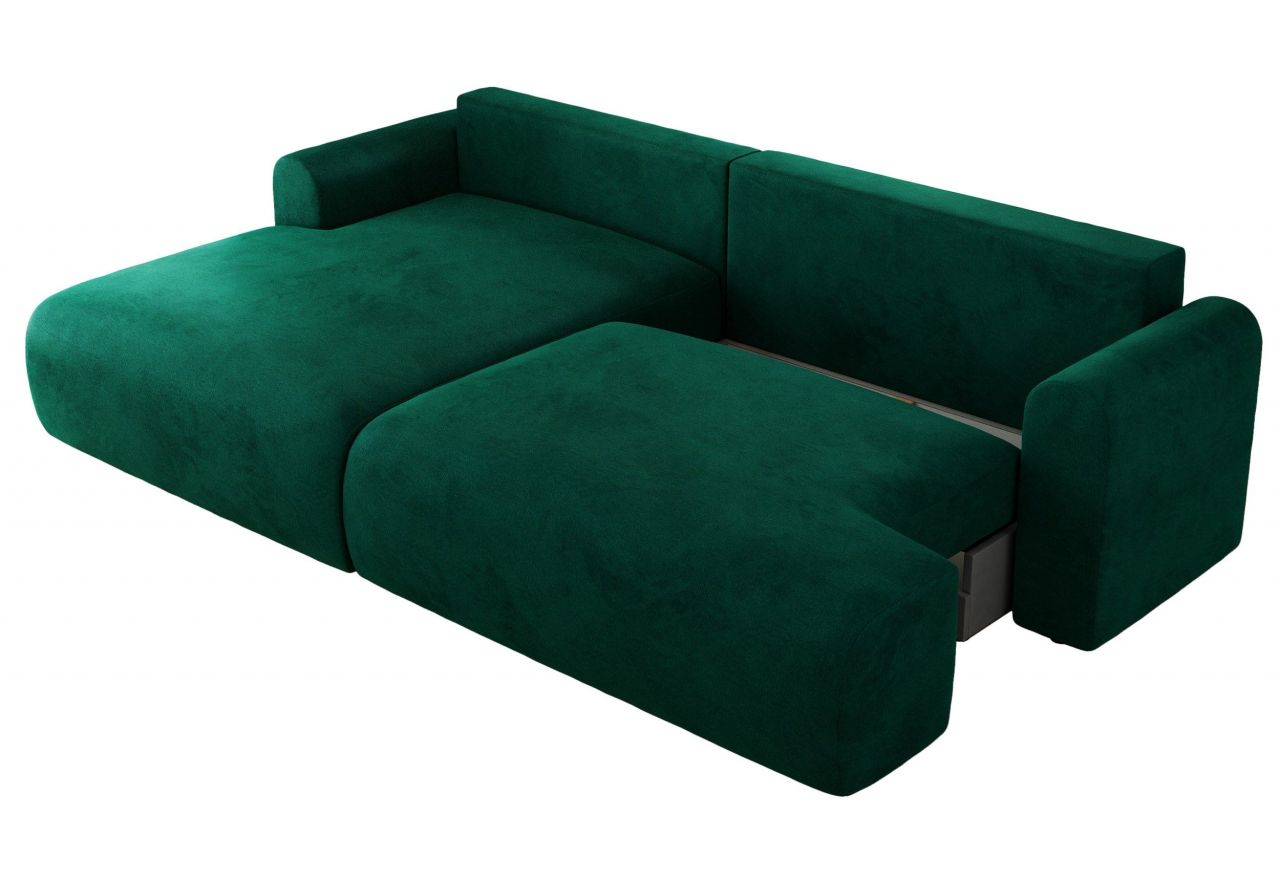 Narożnik TONO L - strona lewa - ciemnozielony, welvet