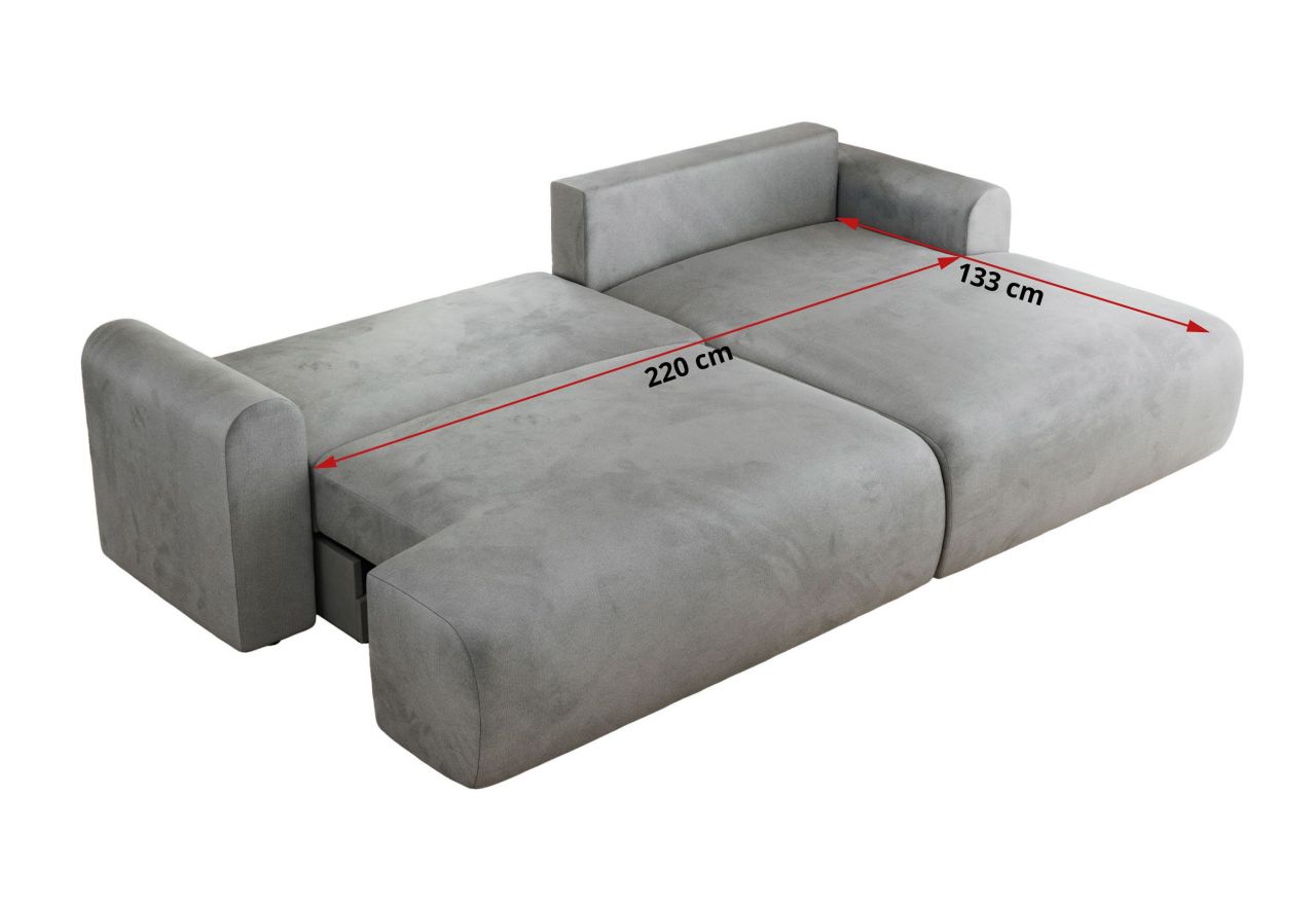 Narożnik TONO L - strona lewa - jasnoszary, welvet