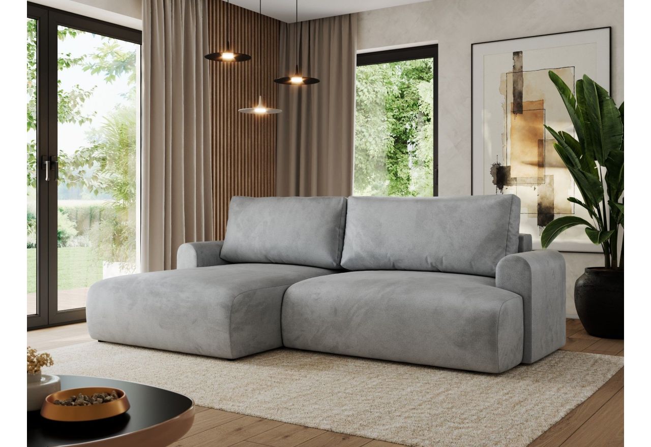 Narożnik TONO L - strona lewa - jasnoszary, welvet