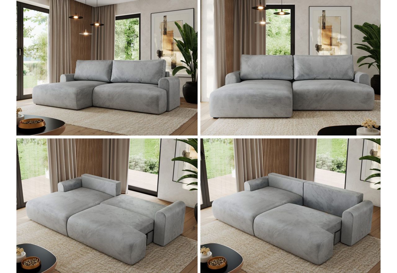 Narożnik TONO L - strona lewa - jasnoszary, welvet