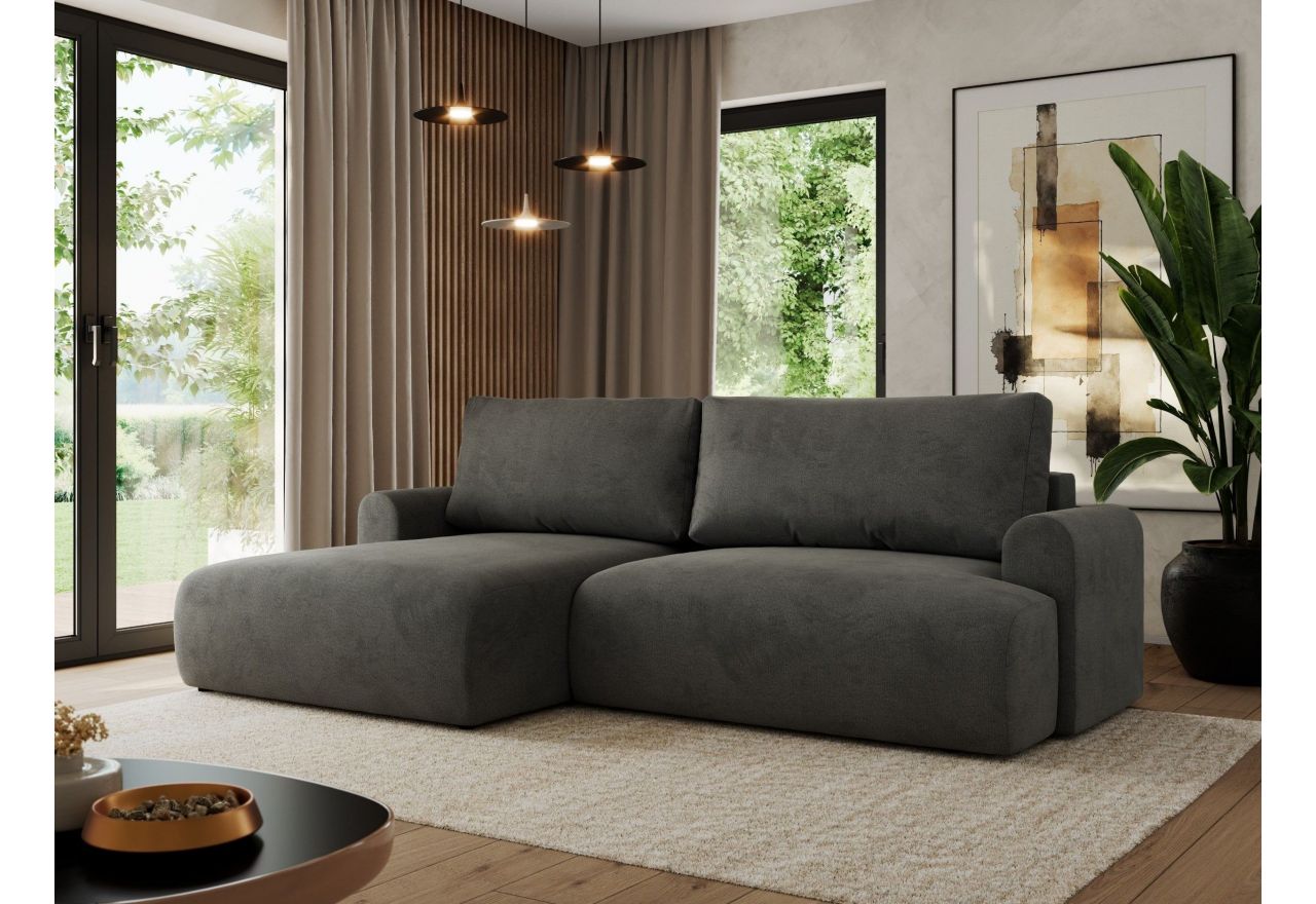 Narożnik TONO L - strona lewa - ciemnoszary, welvet