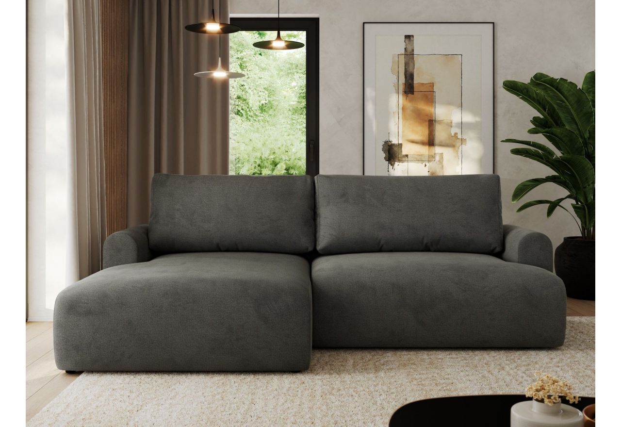 Narożnik TONO L - strona lewa - ciemnoszary, welvet