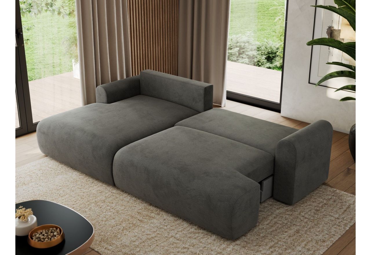 Narożnik TONO L - strona lewa - ciemnoszary, welvet