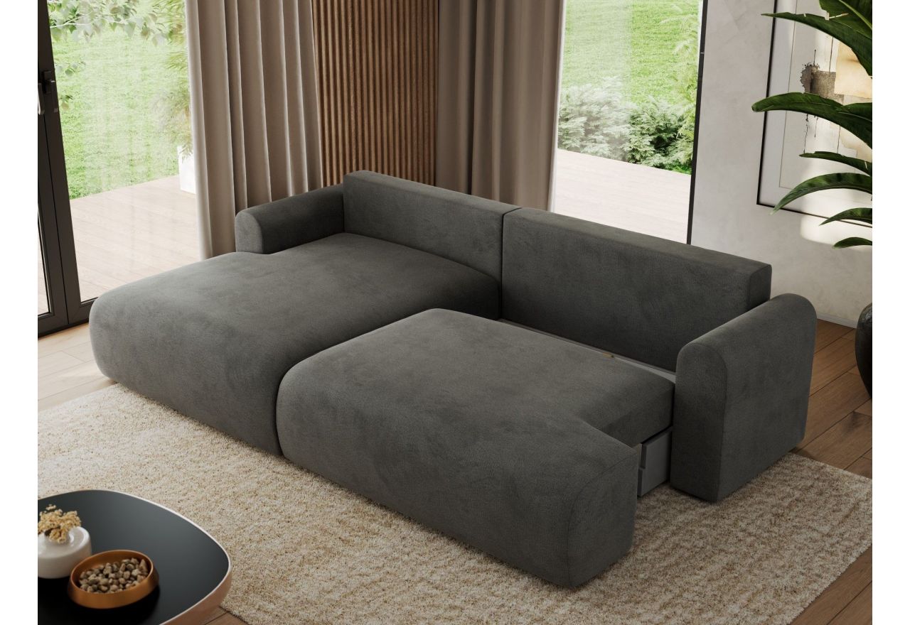 Narożnik TONO L - strona lewa - ciemnoszary, welvet