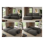 Narożnik TONO L - strona lewa - ciemnoszary, welvet