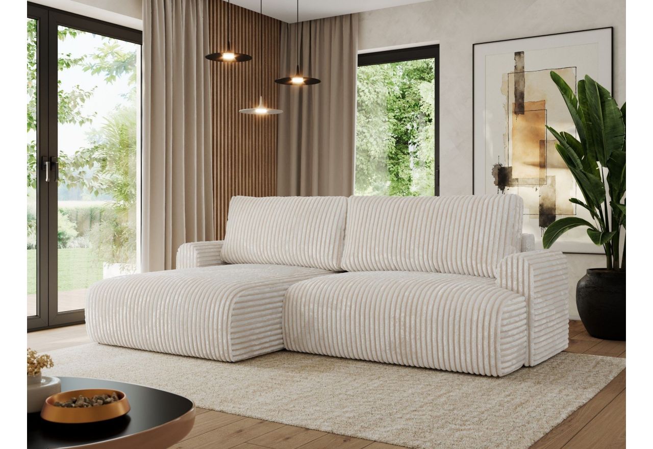 Narożnik TONO L - strona lewa - beżowy, sztruks