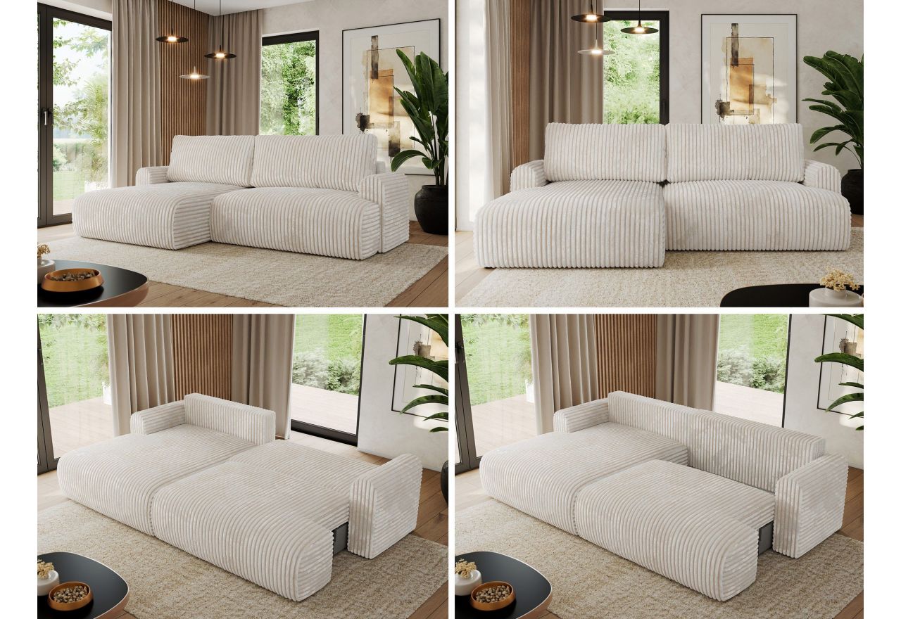 Narożnik TONO L - strona lewa - beżowy, sztruks