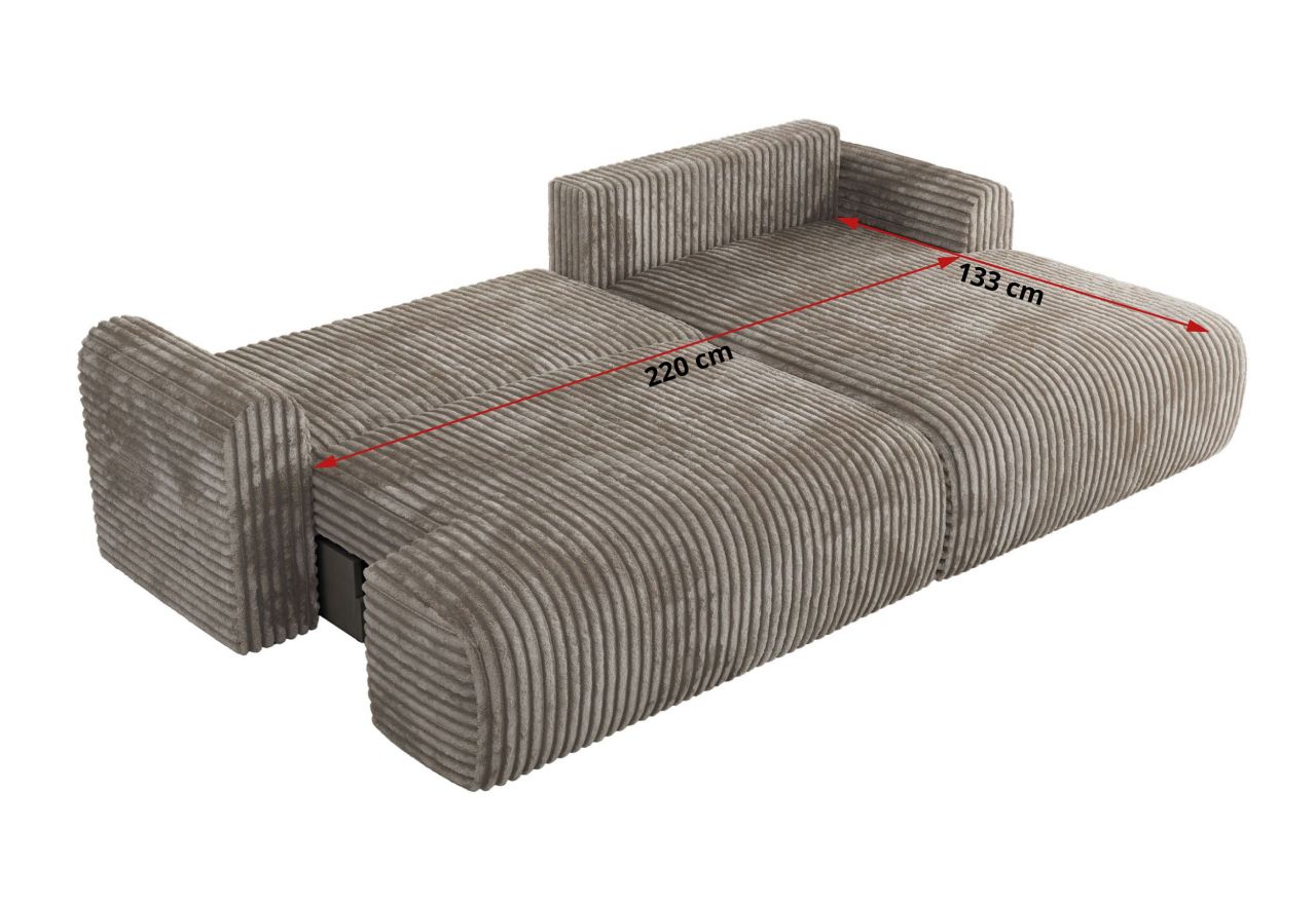 Narożnik TONO L - strona lewa - jasnobrązowy, sztruks