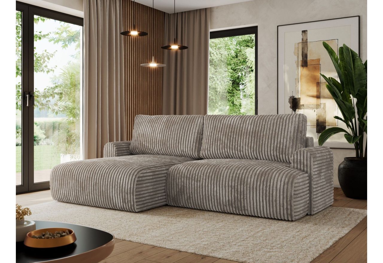 Narożnik TONO L - strona lewa - jasnobrązowy, sztruks