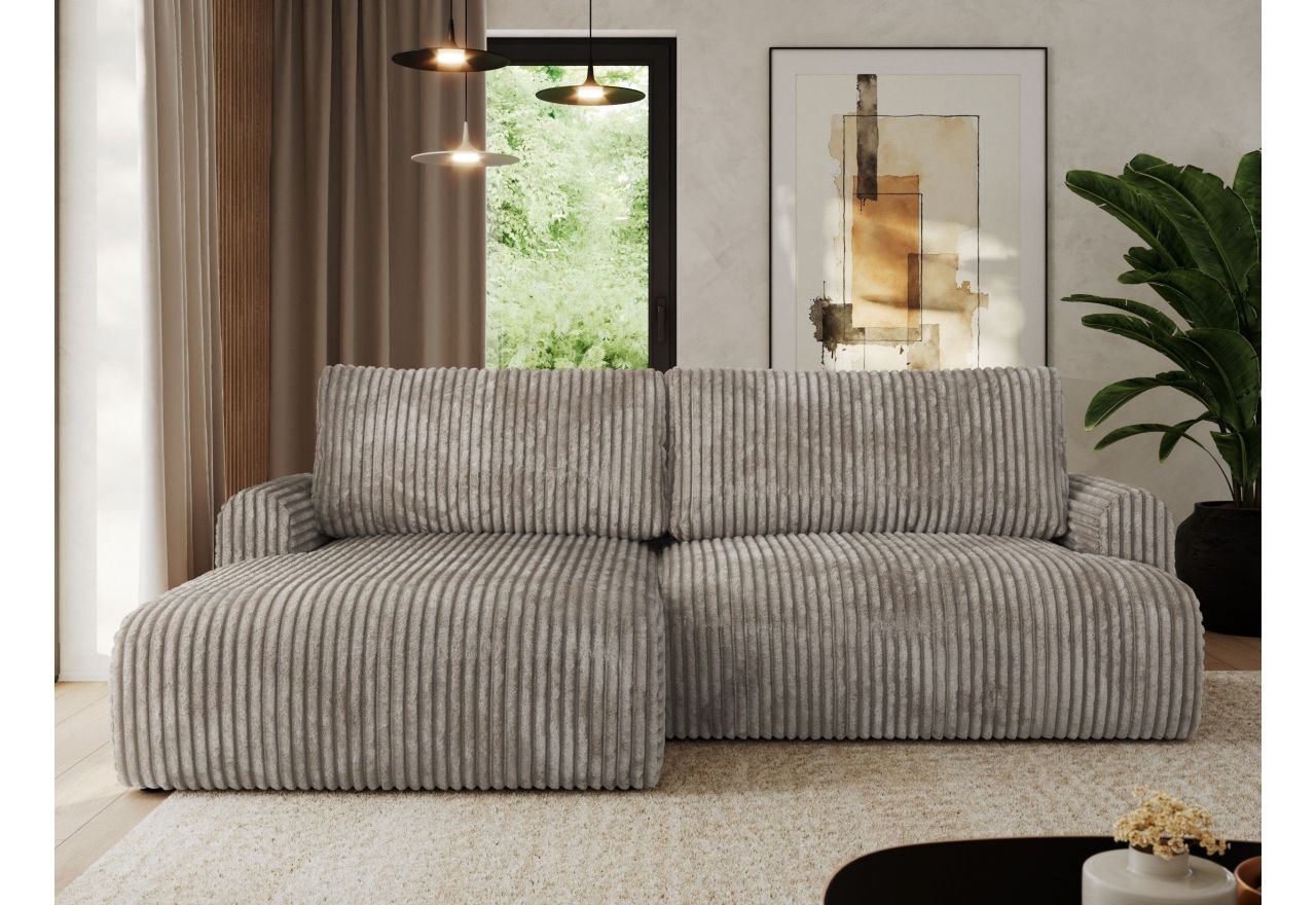 Narożnik TONO L - strona lewa - jasnobrązowy, sztruks