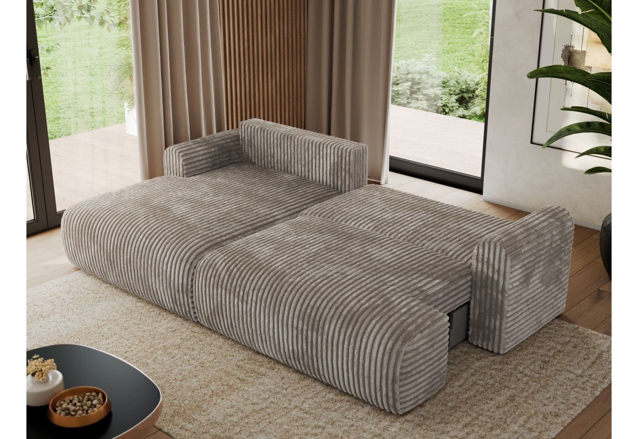 Narożnik TONO L - strona lewa - jasnobrązowy, sztruks