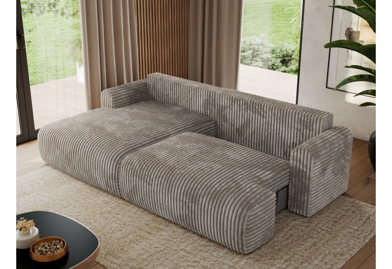 Narożnik TONO L - strona lewa - jasnobrązowy, sztruks