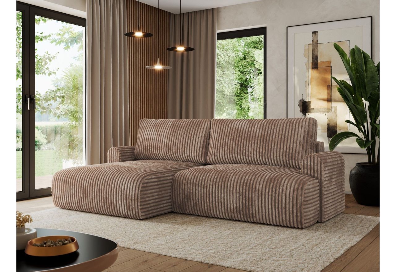 Narożnik TONO L - strona lewa - brązowy, sztruks