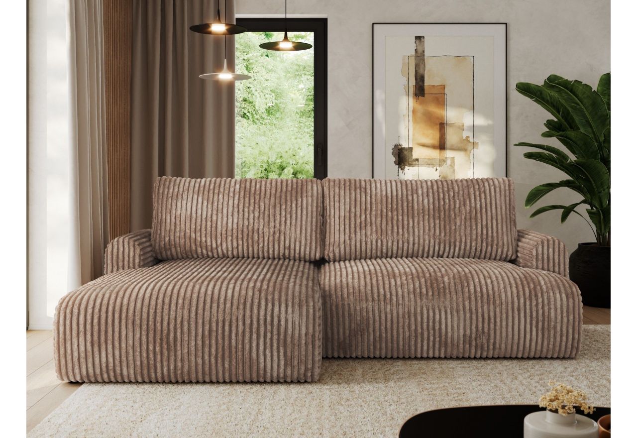 Narożnik TONO L - strona lewa - brązowy, sztruks