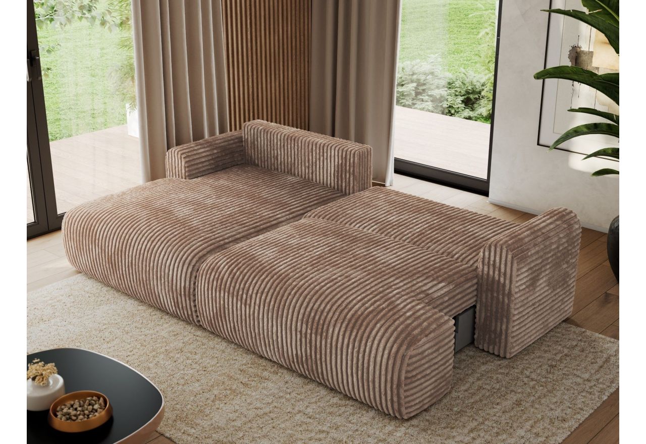 Narożnik TONO L - strona lewa - brązowy, sztruks