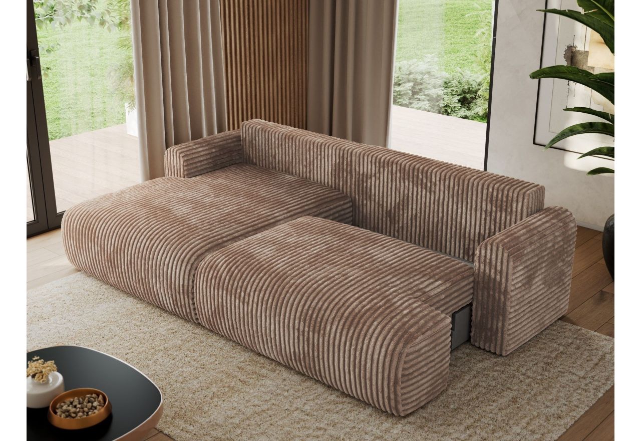 Narożnik TONO L - strona lewa - brązowy, sztruks