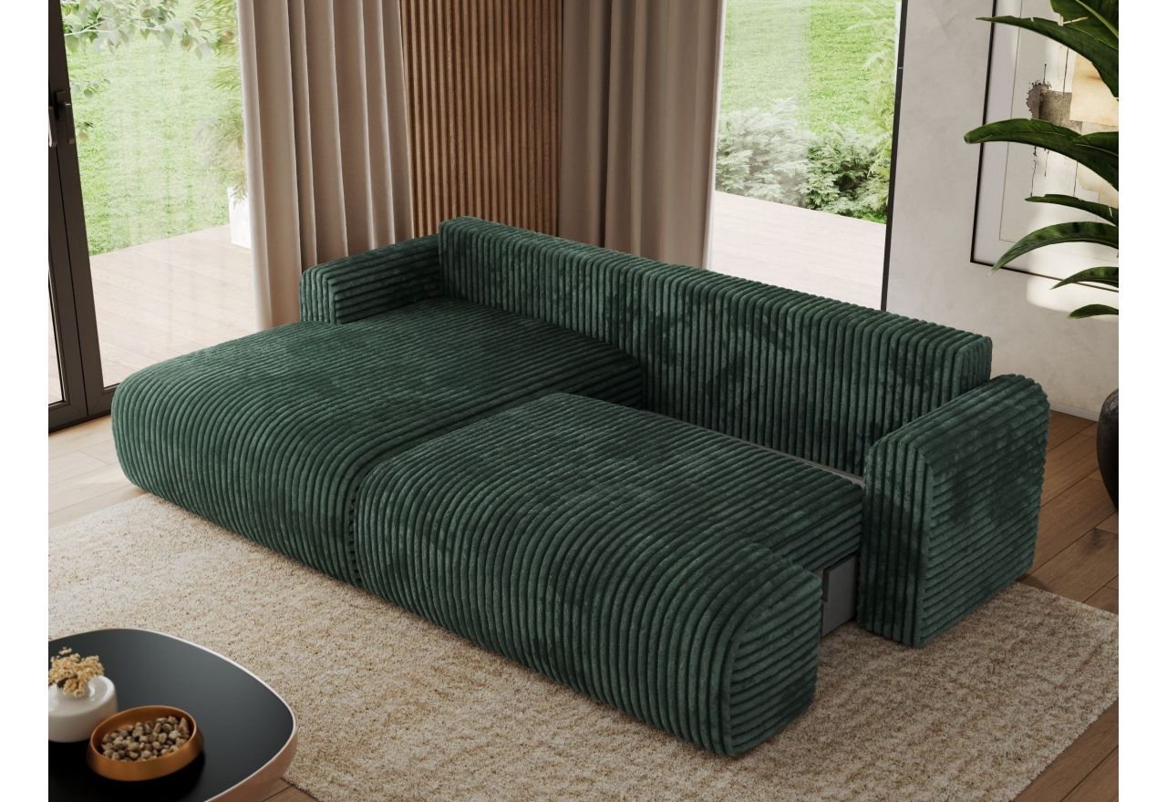 Narożnik TONO L - strona lewa - zielony, sztruks