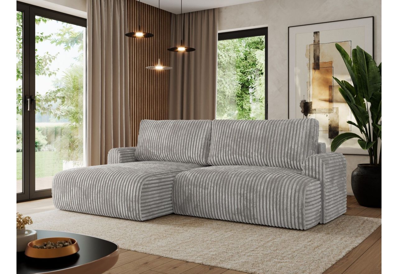 Narożnik TONO L - strona lewa - jasnoszary, sztruks