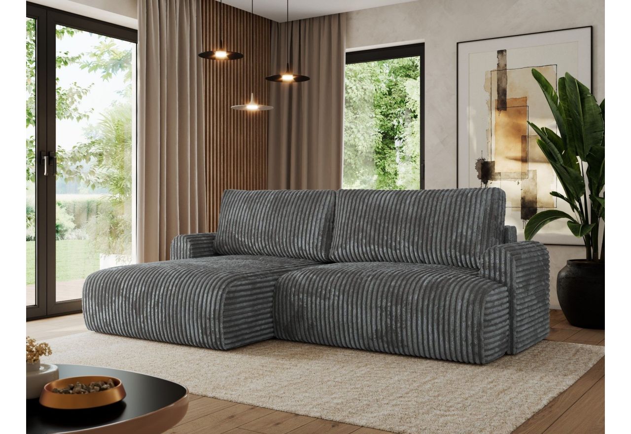 Narożnik TONO L - strona lewa - szary, sztruks