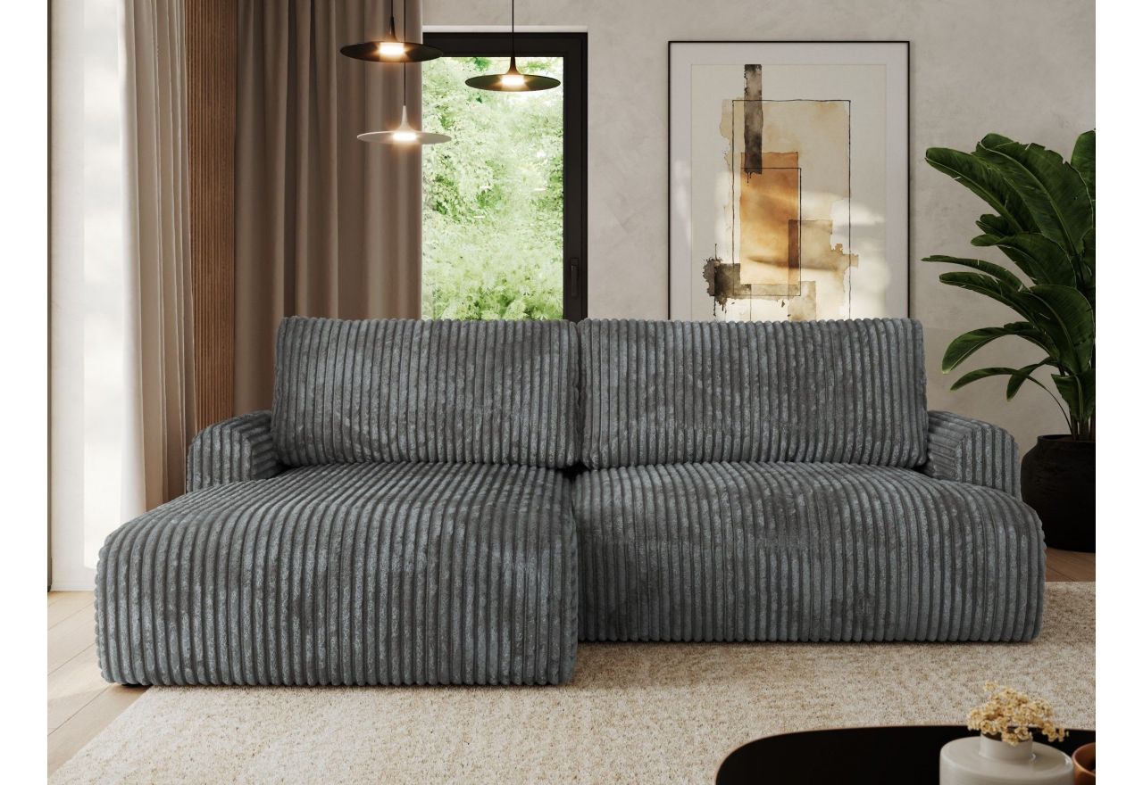 Narożnik TONO L - strona lewa - szary, sztruks