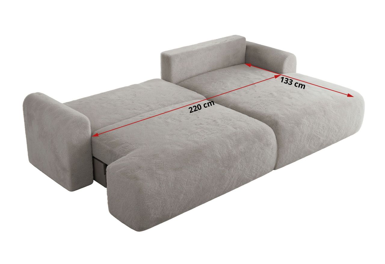 Narożnik TONO L - strona prawa - jasnoszary, plusz