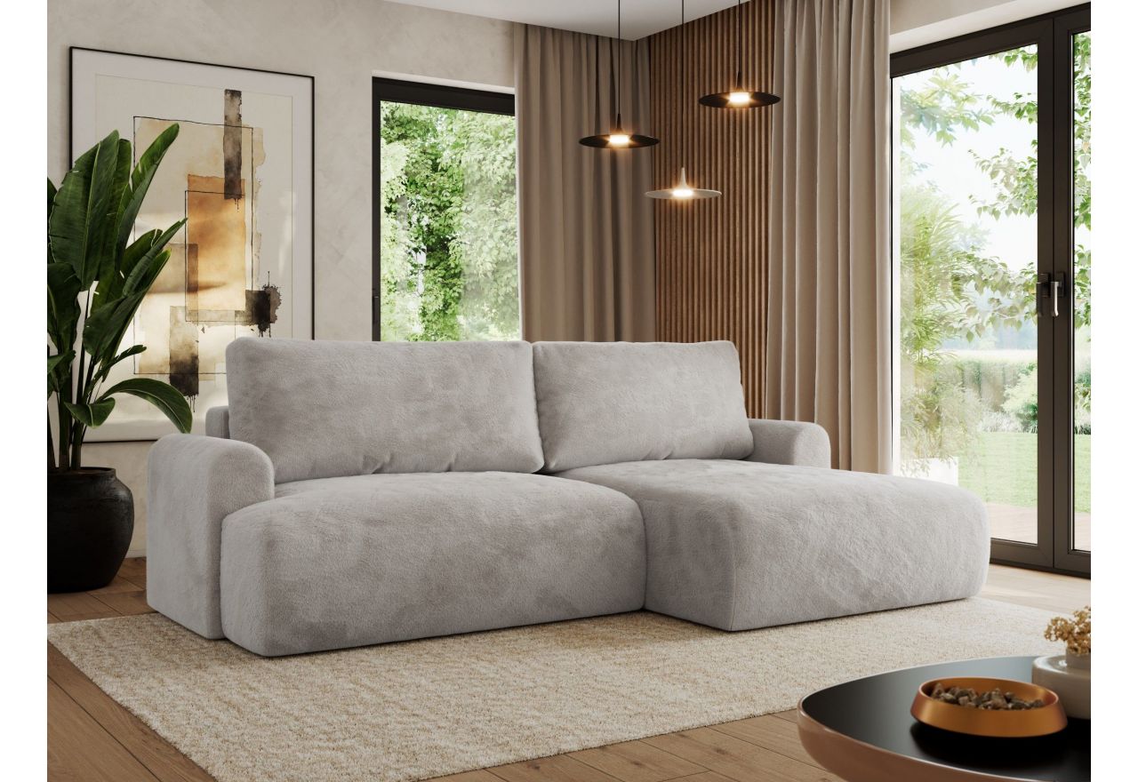 Narożnik TONO L - strona prawa - jasnoszary, plusz