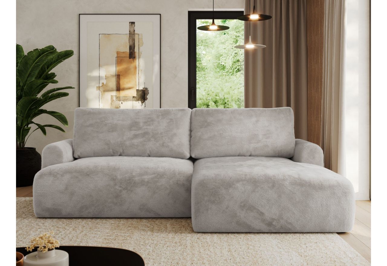 Narożnik TONO L - strona prawa - jasnoszary, plusz