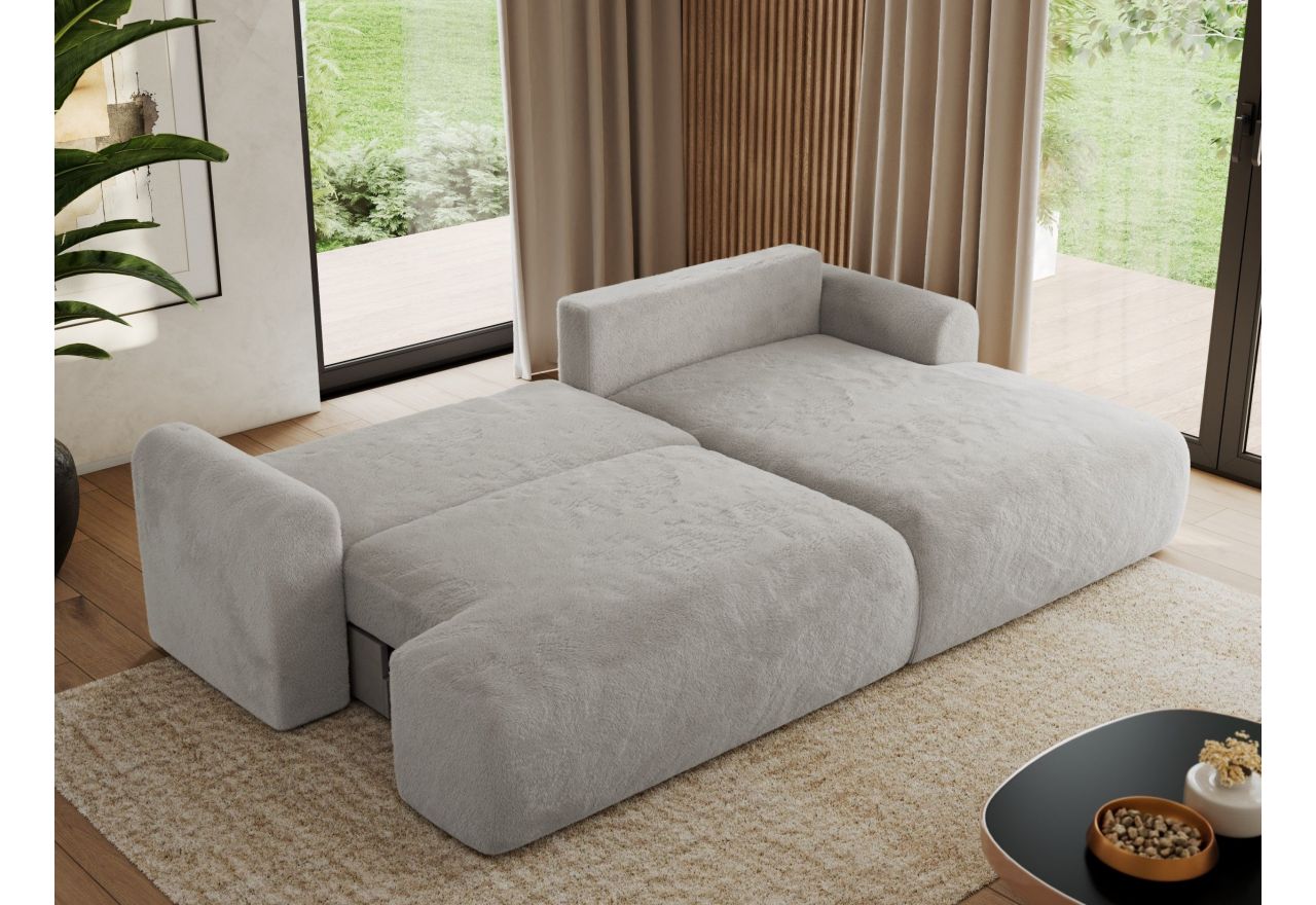 Narożnik TONO L - strona prawa - jasnoszary, plusz