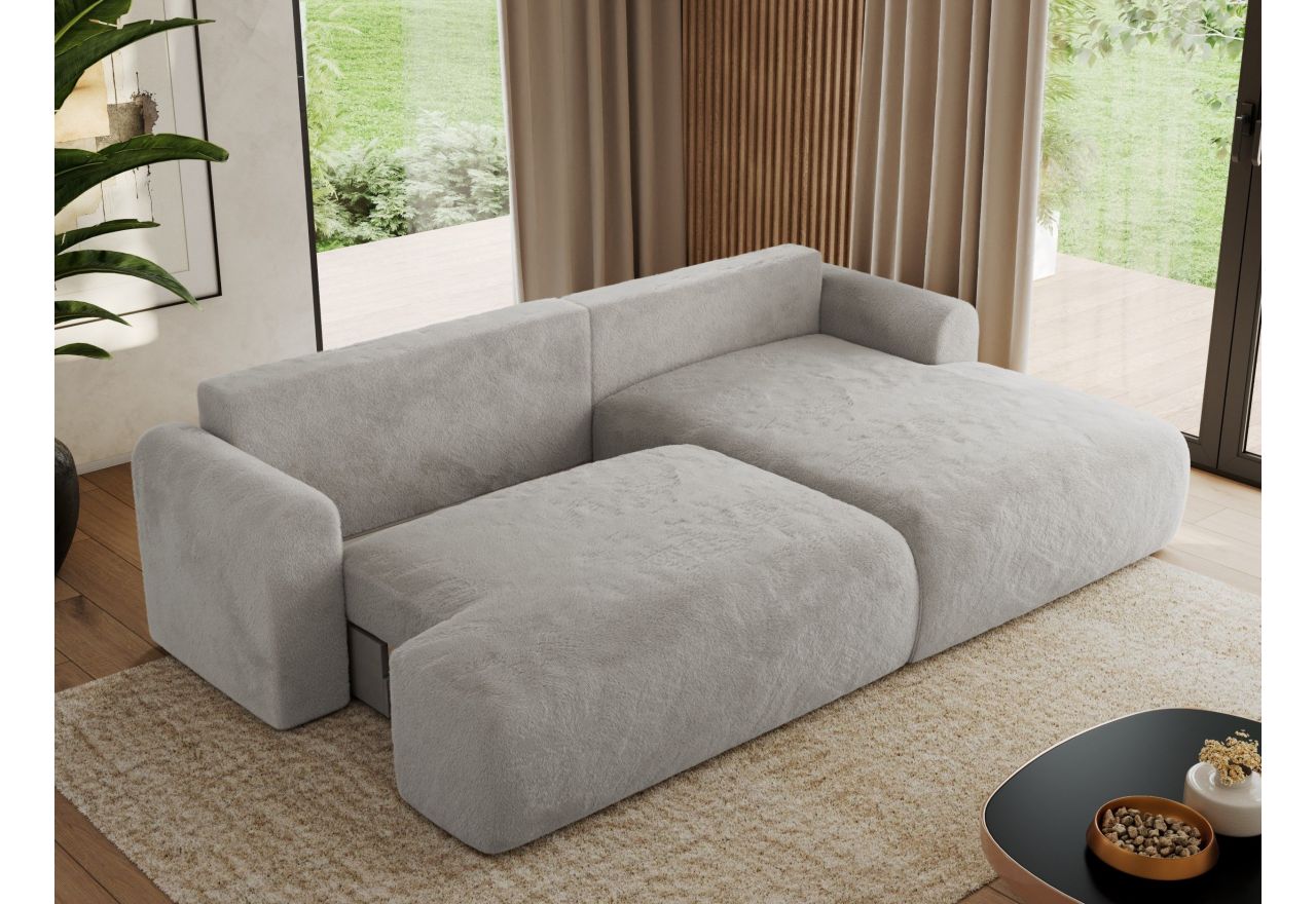 Narożnik TONO L - strona prawa - jasnoszary, plusz