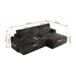 Narożnik TONO L - strona prawa - ciemnoszary, plusz