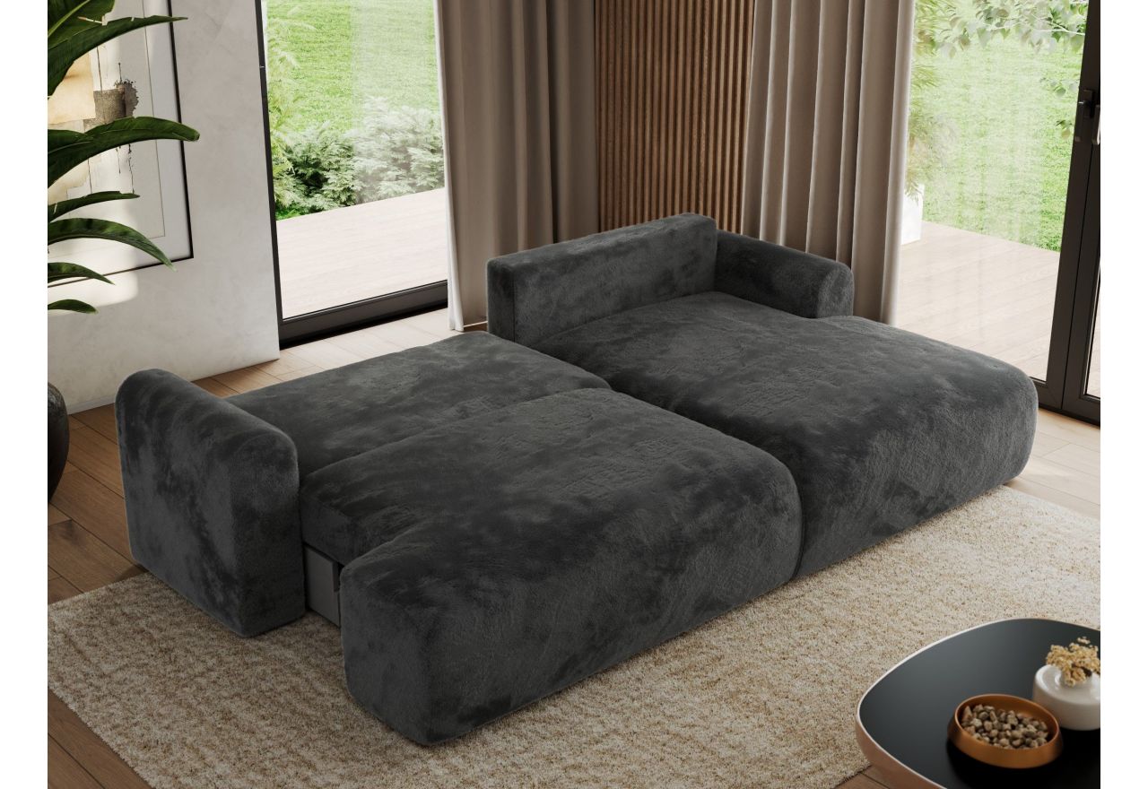 Narożnik TONO L - strona prawa - ciemnoszary, plusz