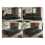 Narożnik TONO L - strona prawa - ciemnoszary, plusz