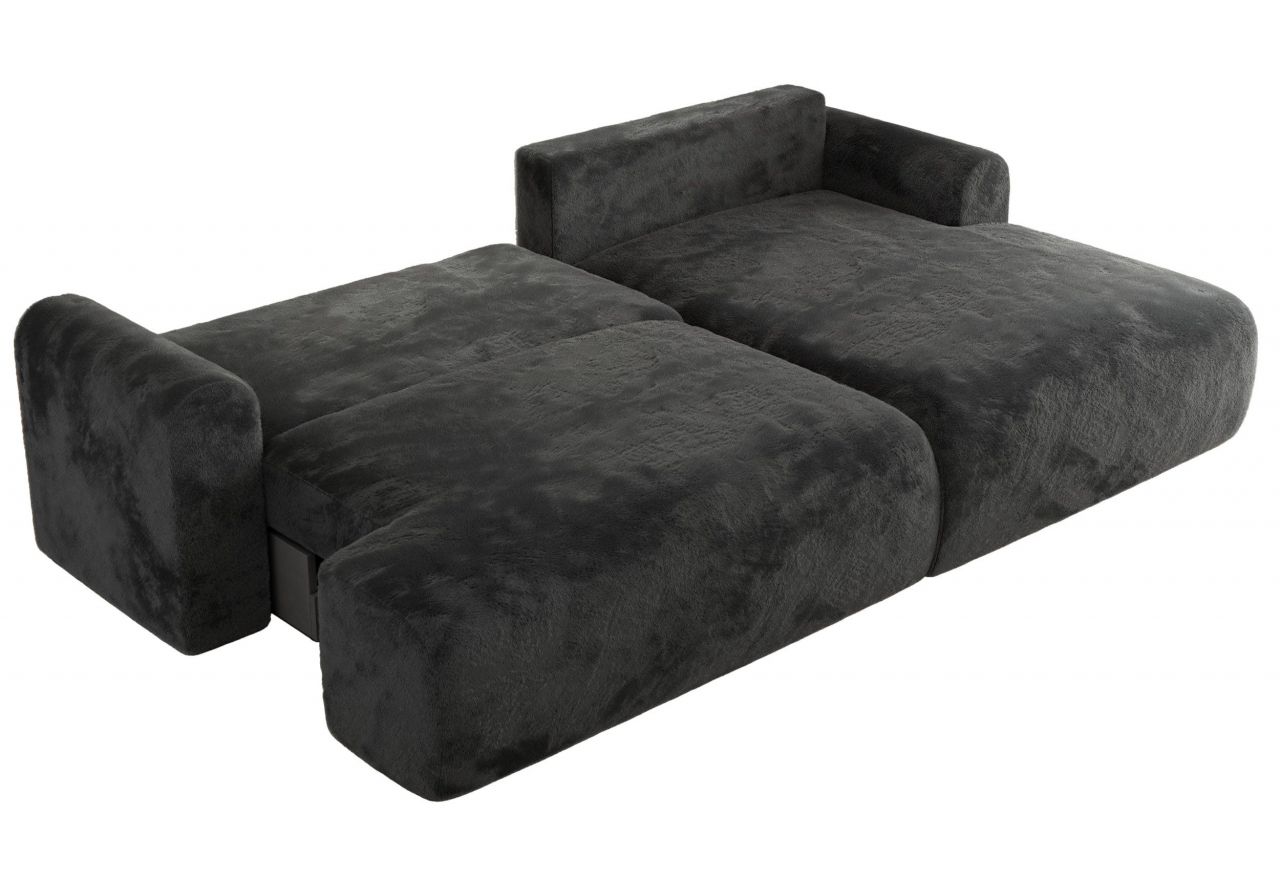 Narożnik TONO L - strona prawa - ciemnoszary, plusz