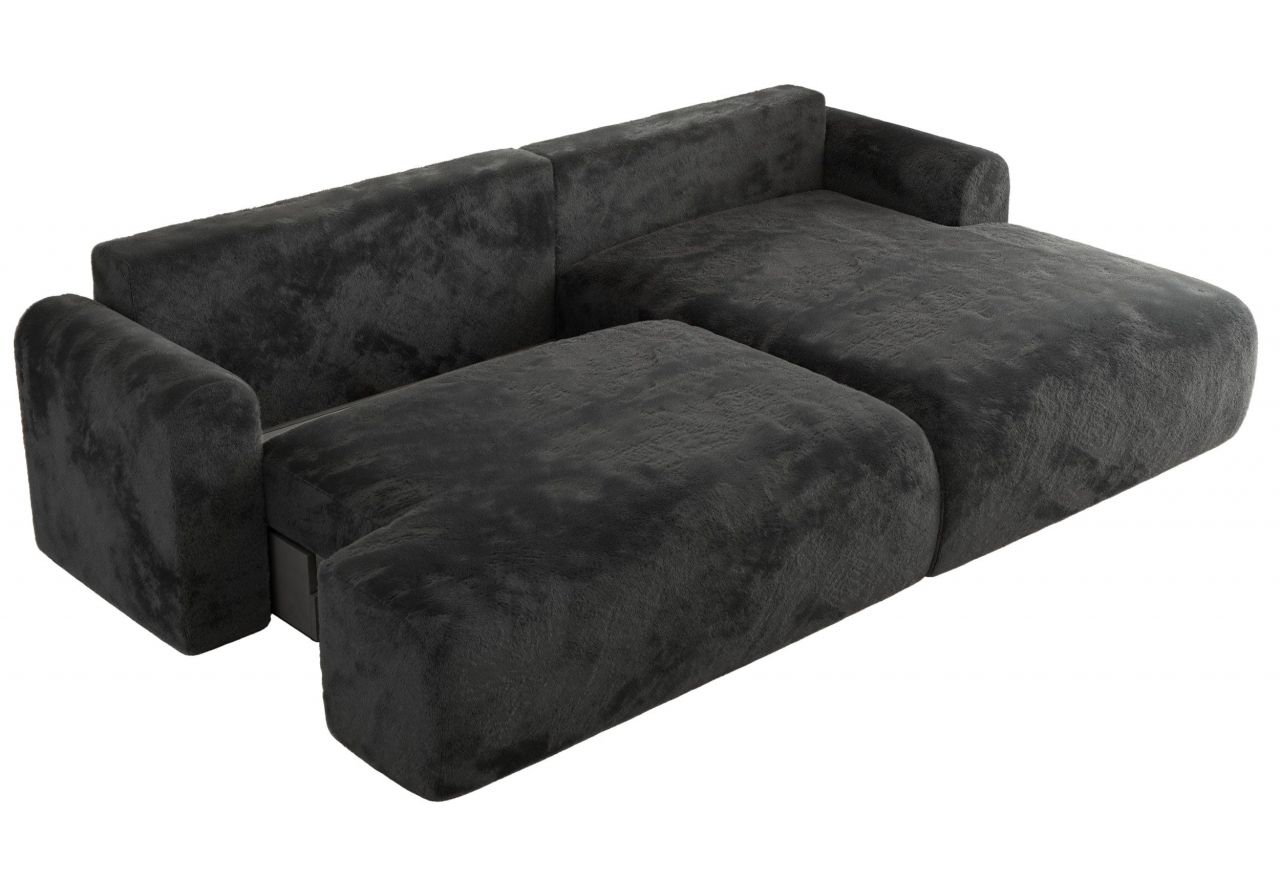 Narożnik TONO L - strona prawa - ciemnoszary, plusz