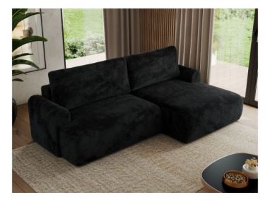 Narożnik TONO L - strona prawa - czarny, plusz