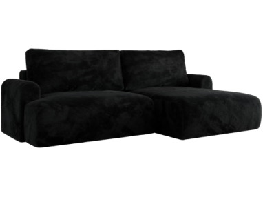 Narożnik TONO L - strona prawa - czarny, plusz