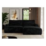 Narożnik TONO L - strona prawa - czarny, plusz