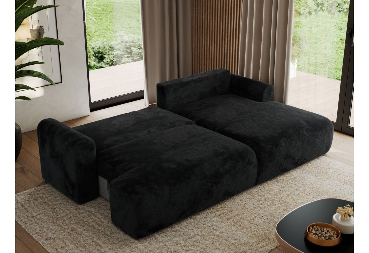 Narożnik TONO L - strona prawa - czarny, plusz