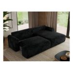 Narożnik TONO L - strona prawa - czarny, plusz