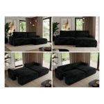 Narożnik TONO L - strona prawa - czarny, plusz