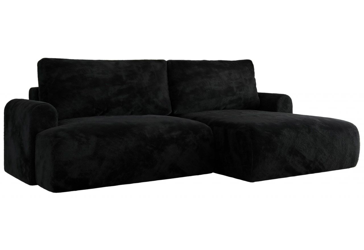 Narożnik TONO L - strona prawa - czarny, plusz