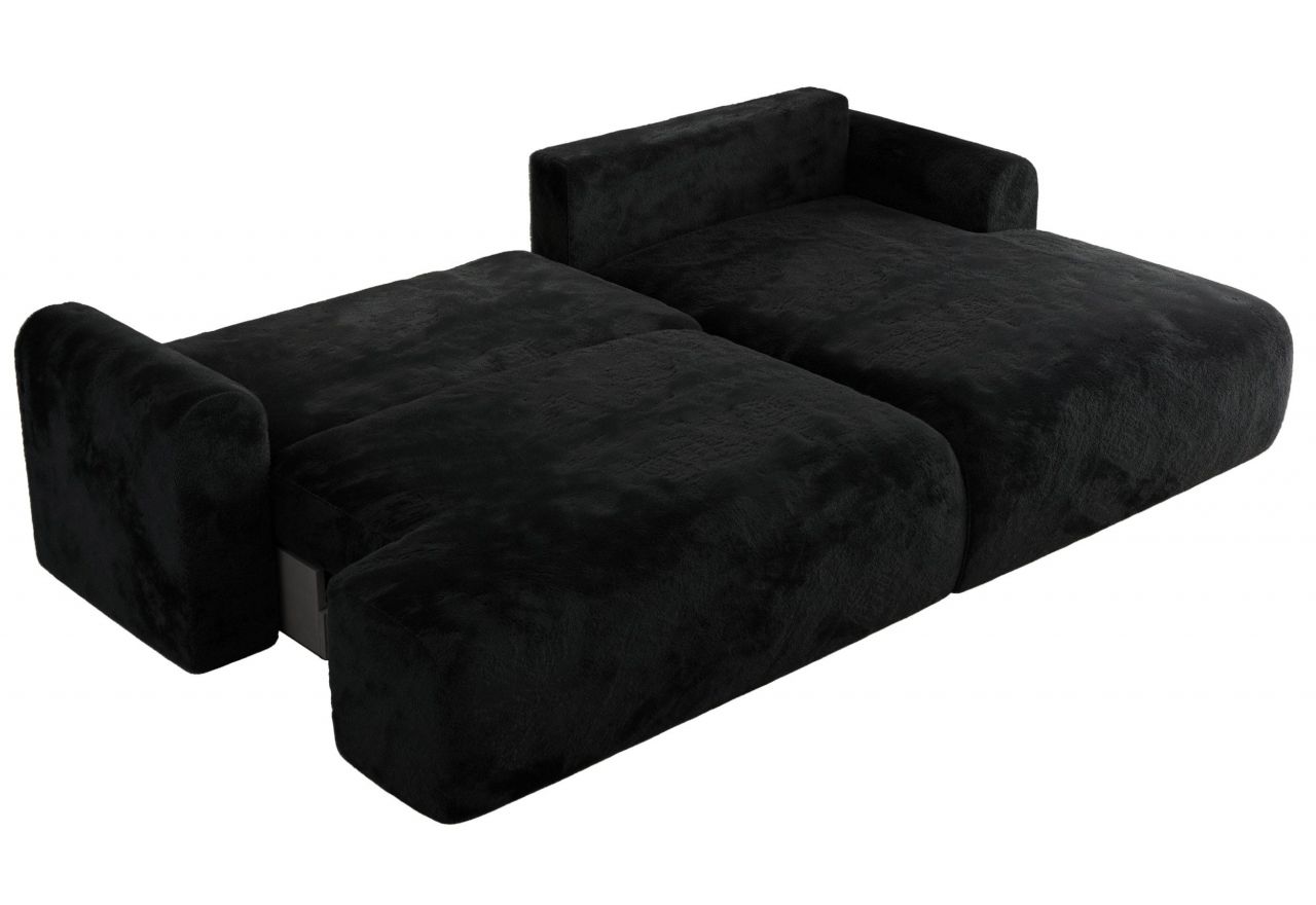 Narożnik TONO L - strona prawa - czarny, plusz