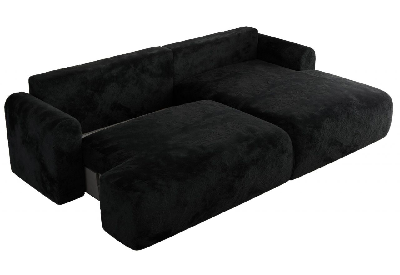 Narożnik TONO L - strona prawa - czarny, plusz