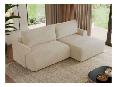 Narożnik TONO L - strona prawa - kremowy, plusz