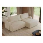 Narożnik TONO L - strona prawa - kremowy, plusz